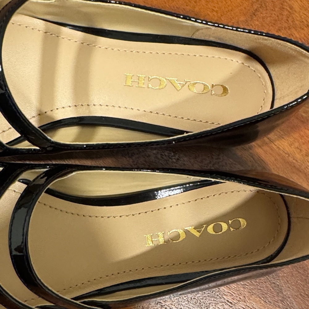 Coach Winley Mary Jane Black Patent Leather Double Strap Flats - Picture 4 of 4
